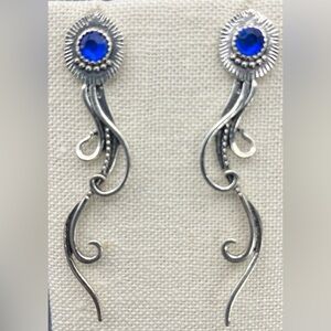 Silver plated earrings with blue stone